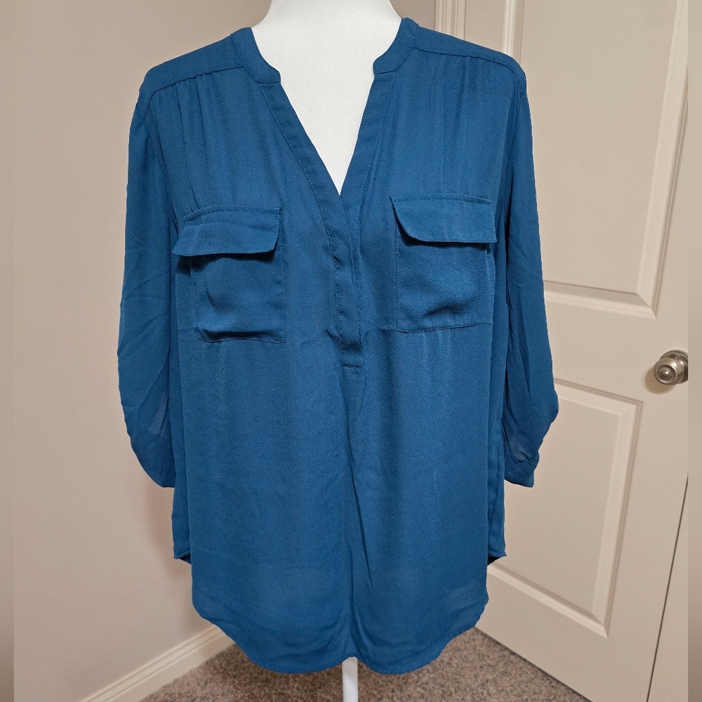 Torrid Harper Georgette Pullover 3/4 Sleeve Tunic Blouse Size 2 (XXL)